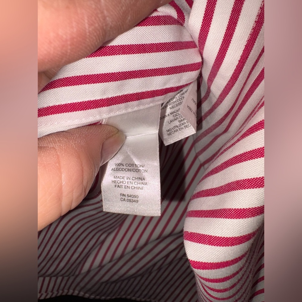 Jones New York Red and White Striped Women’s Shirt #1225 - Picture 5 of 6